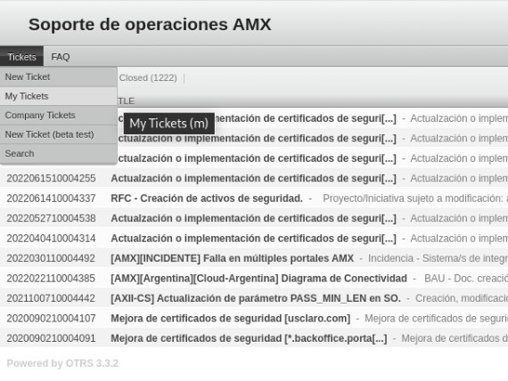 visualización de tickets